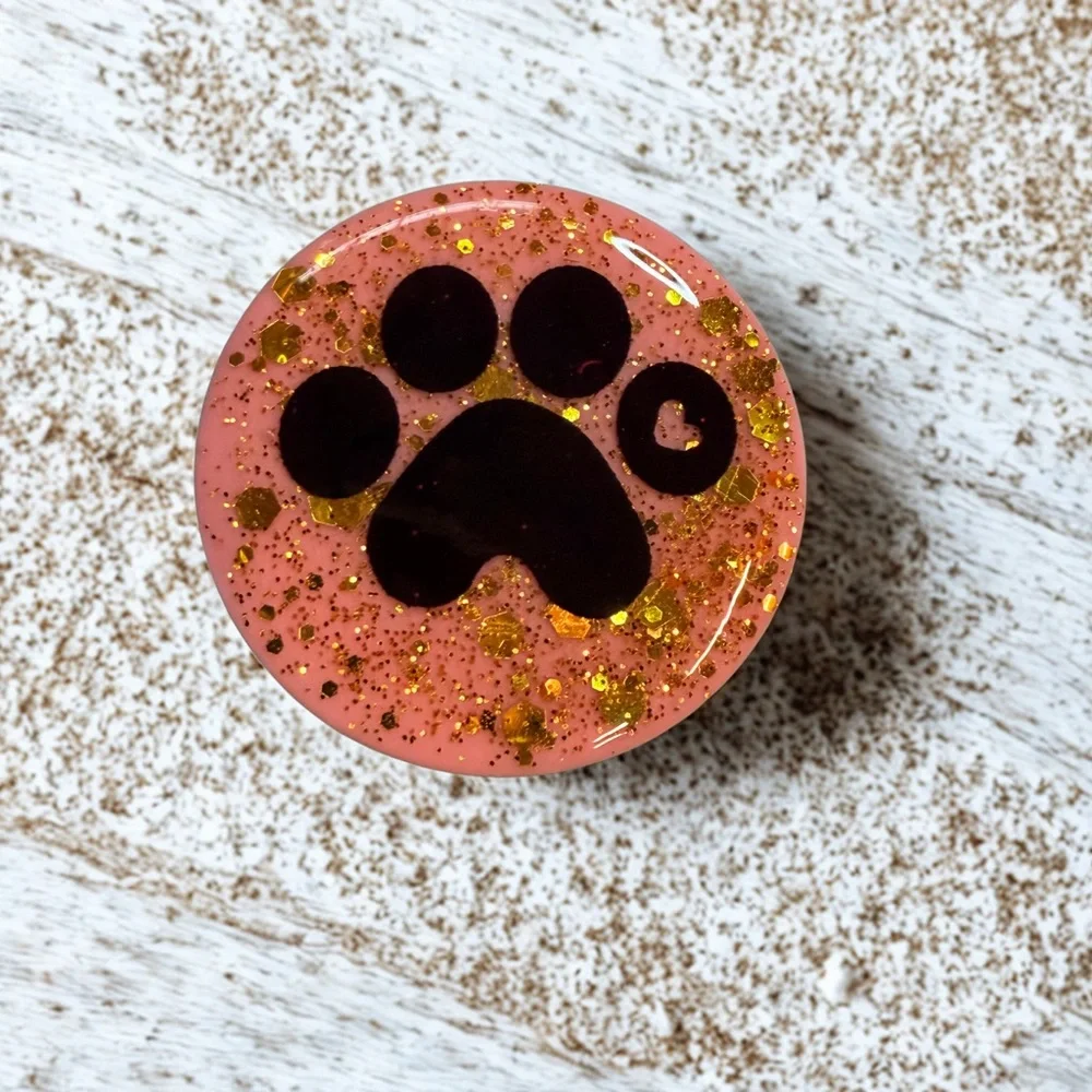 Paw Print Phone Grip - Pink and Gold